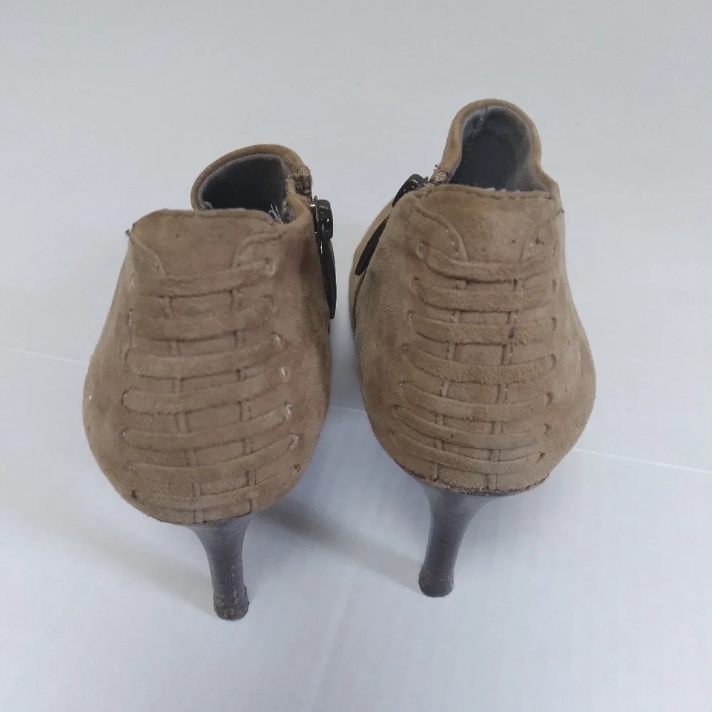 DKNYC Side Zip Taupe Stiletto Heeled Ankle Boots